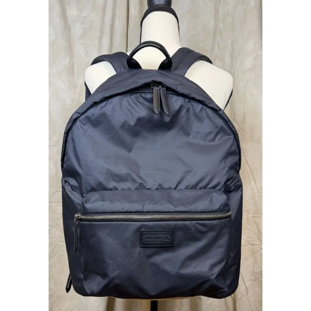 Jem‎ + Bea Jamie Eco Backpack Diaper Bag Black Nylon w/ Changing Pad